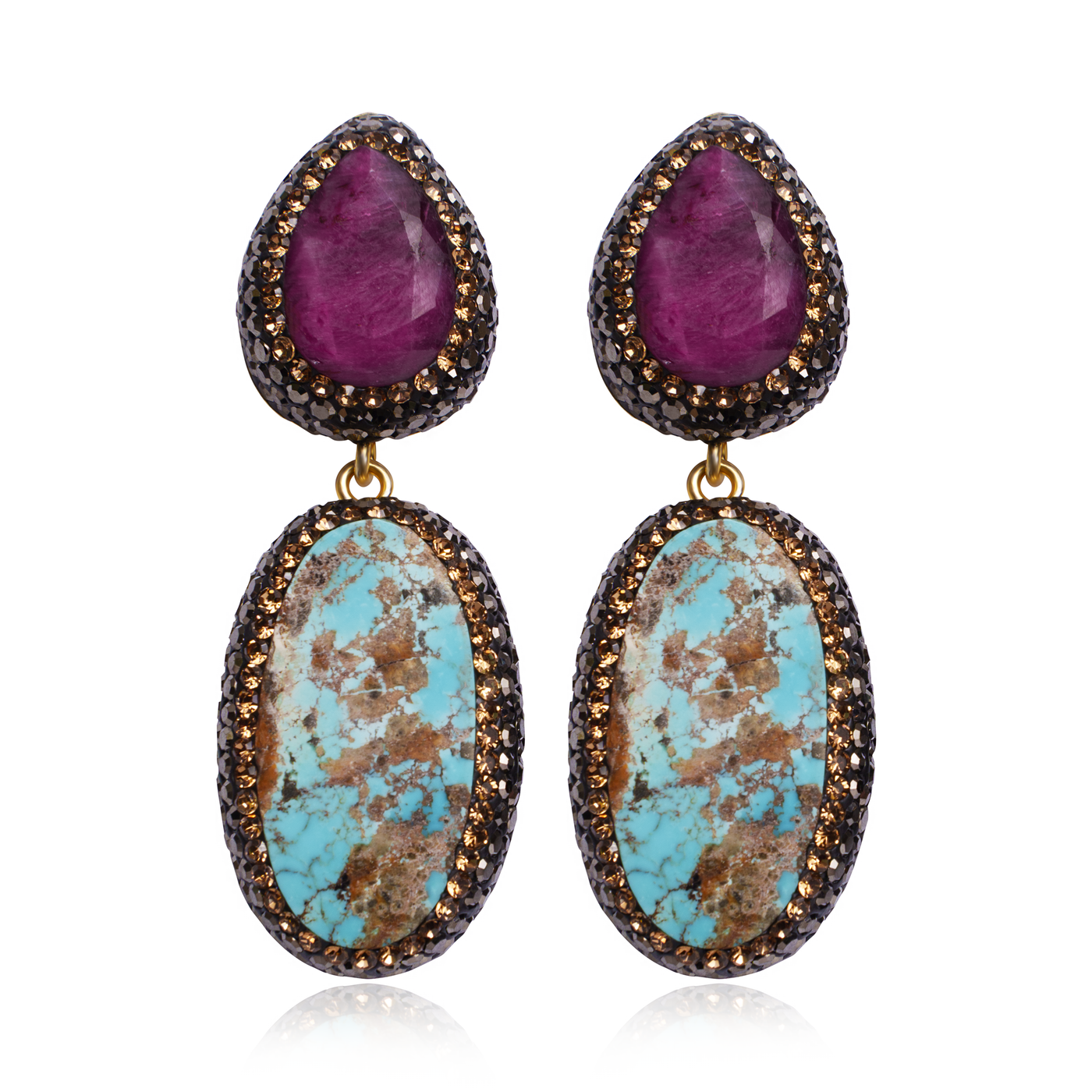 RUBY & TURQUOISE Drop Earrings