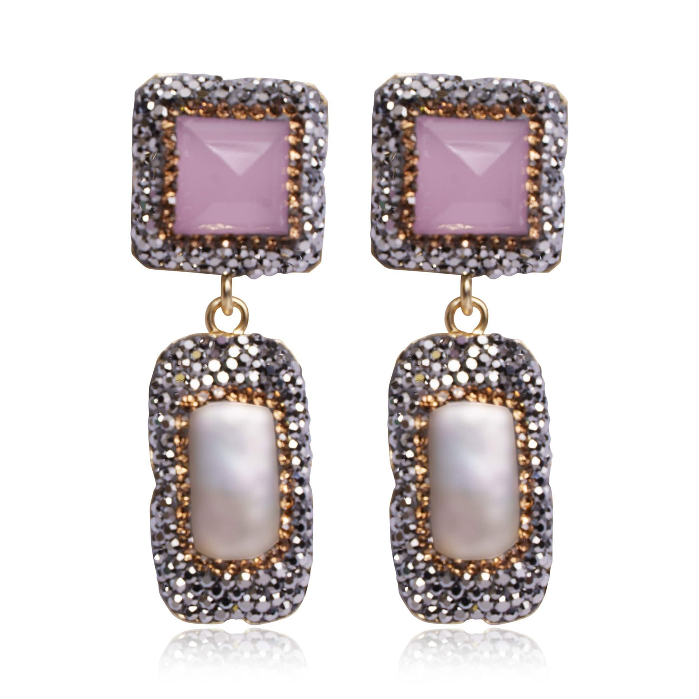 PINK Quartz Pearl Drop Earring